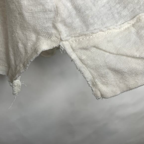 Free People Slouchy Cropped Oversized Linen Blend Cream Tee Shirt Sz Small - Picture 7 of 8